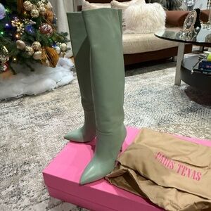 *NEW* Paris Texas Salvia Mint Nappa Leather Stiletto Boots 85 - Sz 37